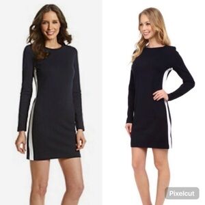 Michael Kors Navy and White Long Sleeve Dress